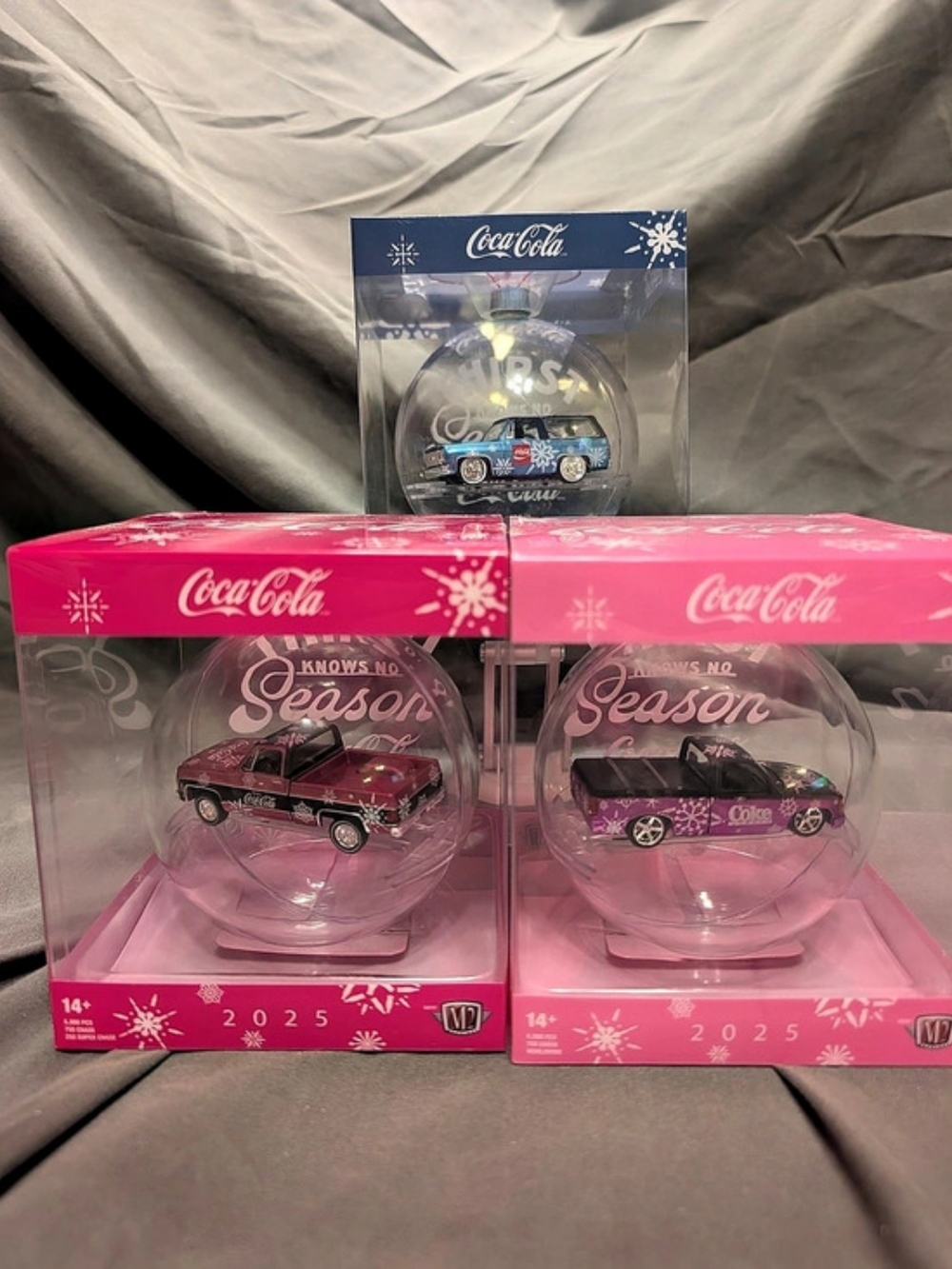 M2 Coca-Cola 2025 Holiday Vehicle Ornaments Set of 3 NWT